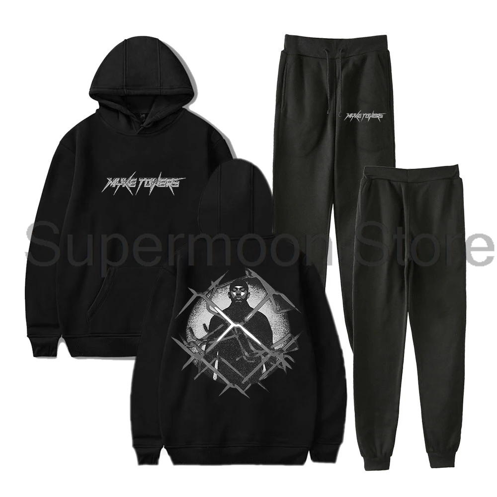 Толстовка с колючей проволокой Myke Tower Merch 2024 тур Северной Америки джоггеры брюки