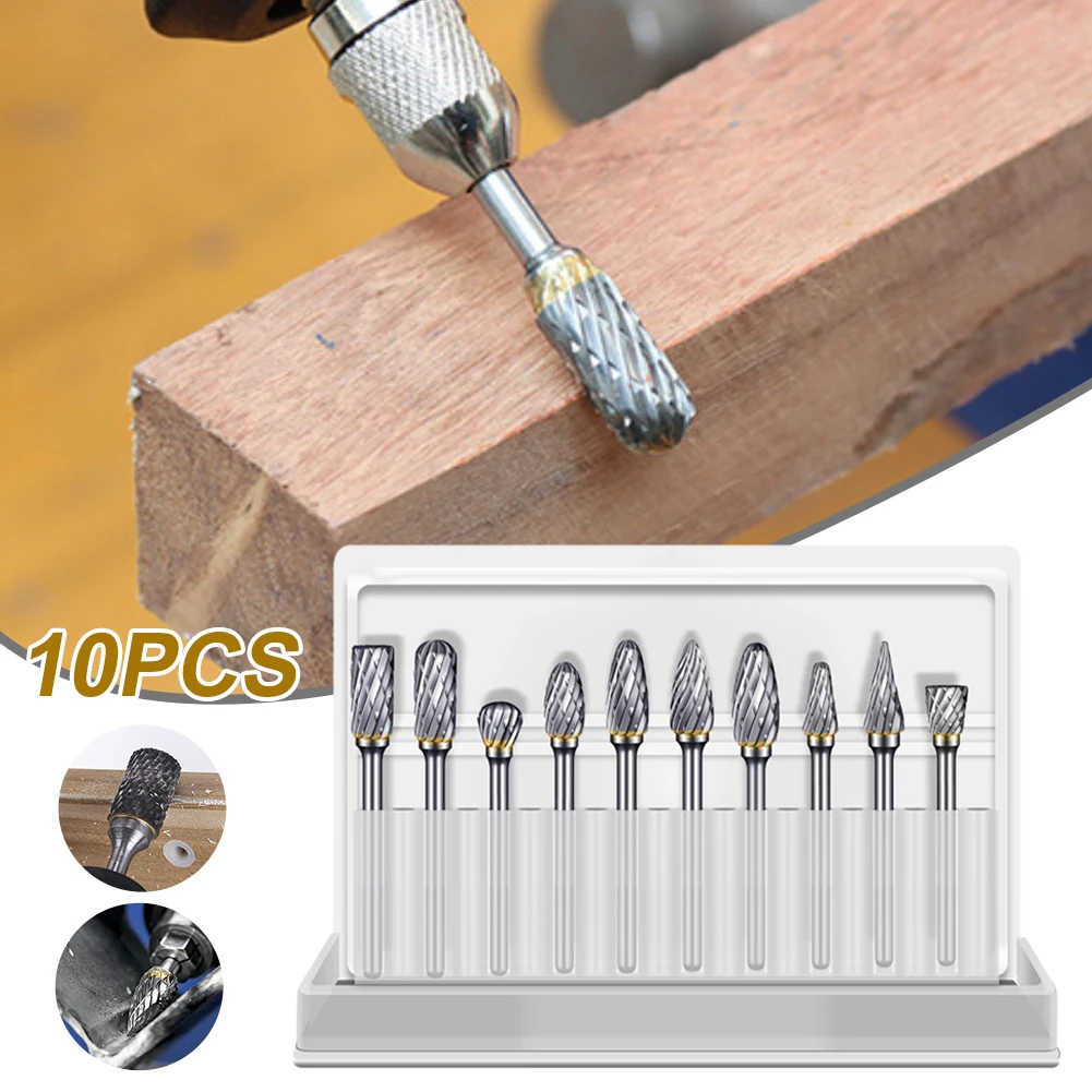 

10Pcs Tungsten Carbide Milling Cutter Rotary Brocas Home Hardware Tools Drill Set Diamond Dremel Grinding Tools Woodworking Tool