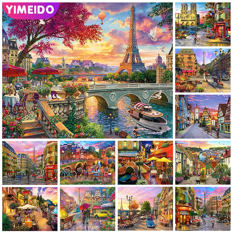 

YIMEIDO City Landscape Painting By Numbers For Adults DIY Kits HandPainted On Canvas Oil Picture Drawing Coloring By Number