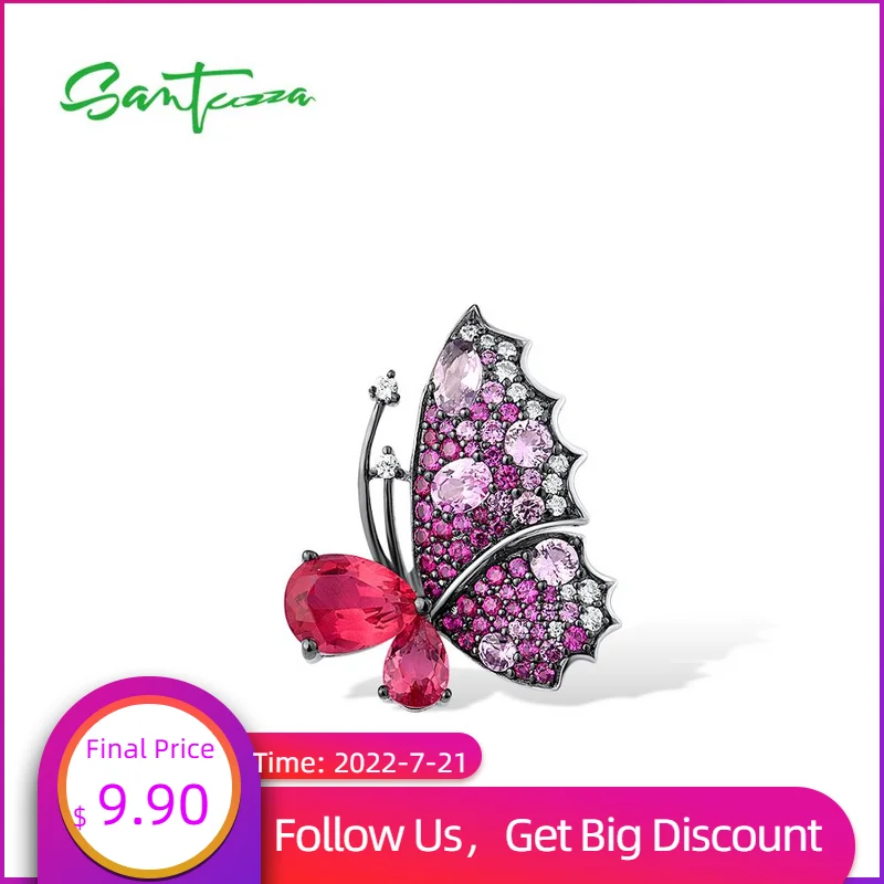 

Only 9.9USD on JUL.21 SANTUZZA Pure 925 Sterling Silver Pendant For Women Pink Butterfly Created Ruby Sapphire Fine Jewelry
