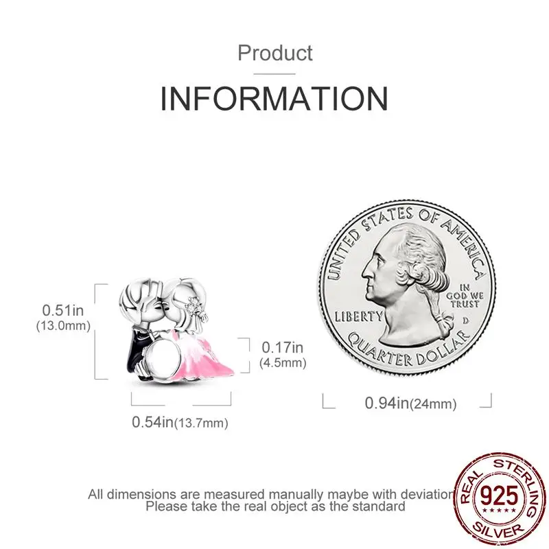 Фото Новинка 100% г., серебро 925 пробы, Подходит для Pandora, 925 оригинальные подвески для браслета, милые свадебные блестящие бусины с розовым поцелуем, изящное Изготовление ювелирных изделий своими руками №5