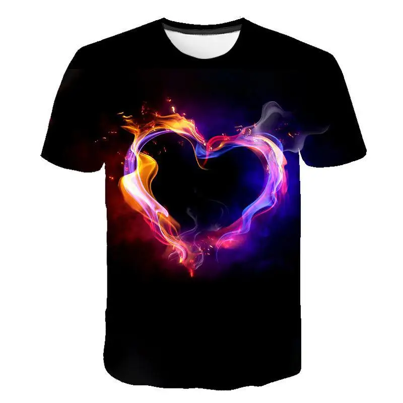 

New Love Pattern Men Ladies Kids 3d Printed T-shirts Cool Casual Summer Fashion Streetwear Breathable Lightweight Tops