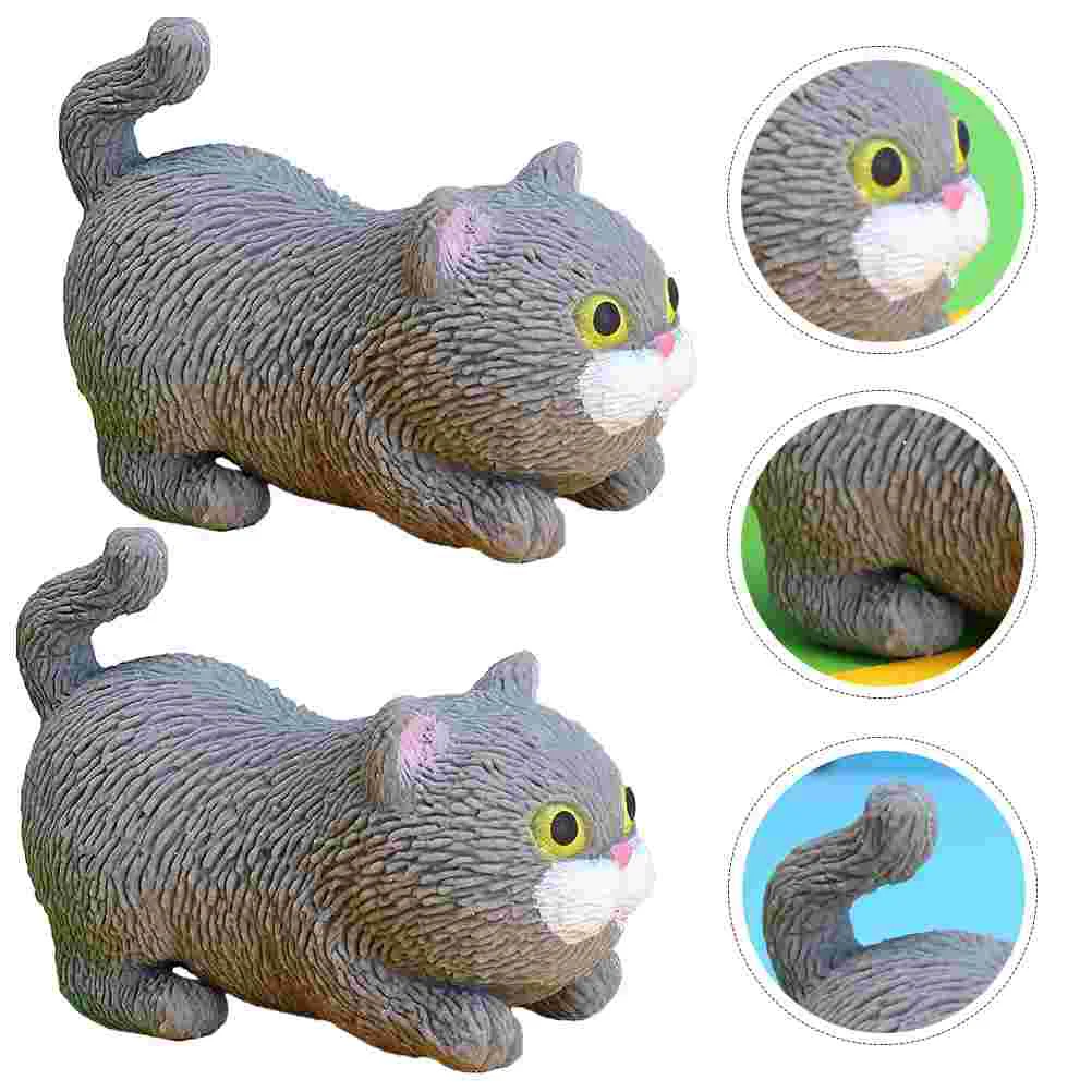 

2 Pcs Restless Bulk Toys Squeeze Animals Toys Accessories Cat Tpr Party Favors Kids Fidgets Classroom Child