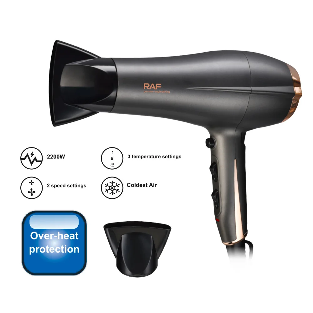 

Hair Dryer - Professional Blow Dryer - Lightweight Travel Hairdryer for Normal & Curly Hair Includes Volume Styling Nozzle