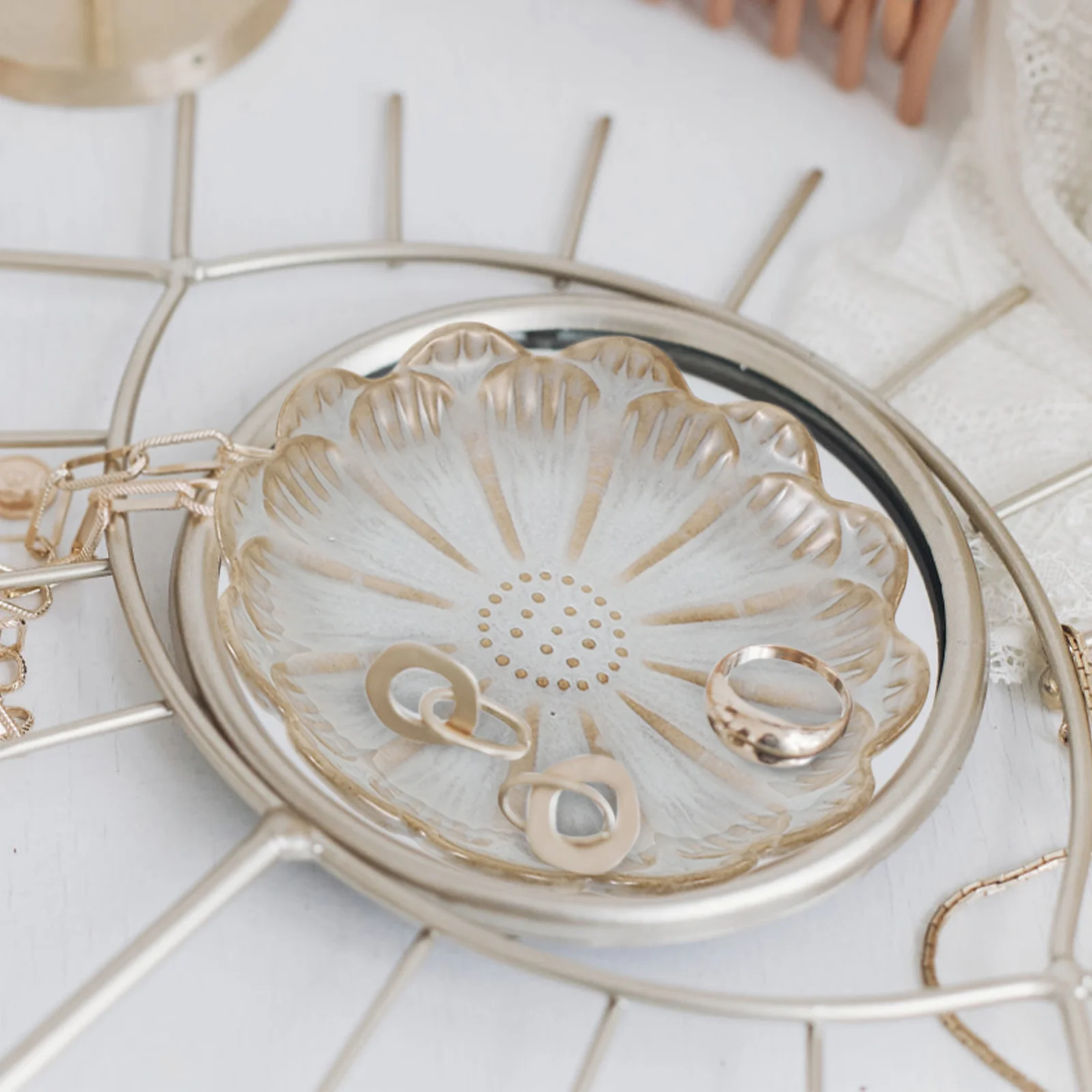 

2 Pcs Jewelry Dish Tray Bracelet Storage Ring Display Stand Desk Decorative Ceramic Holder Earring