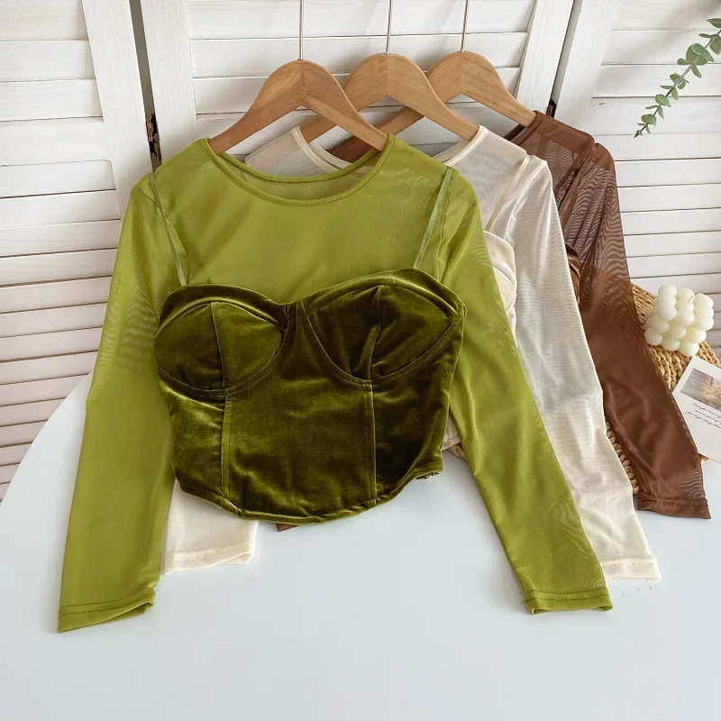 Женская однотонная футболка с длинным рукавом