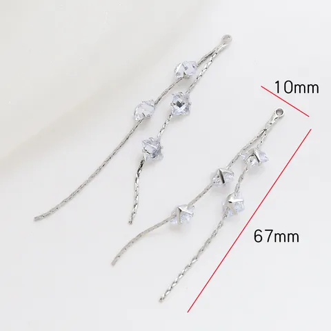 Медные позолоченные циркониевые банты с бахромой для сережек