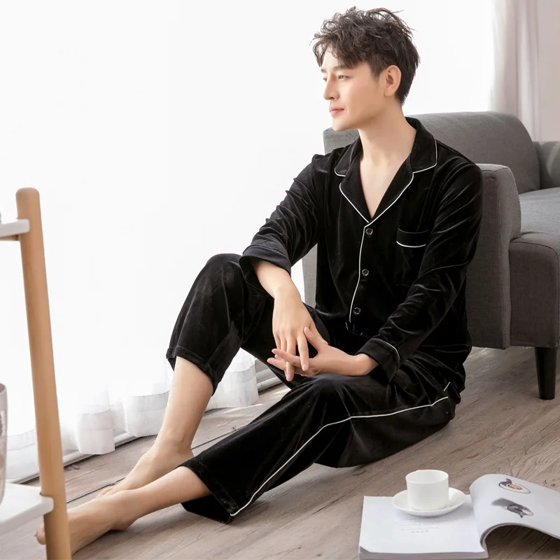 Velvet Lounge Pajamas for Men Pyjama Homme Pijama Hombre Pajama Set Sleepwear Men Winter/Spring/Autumn