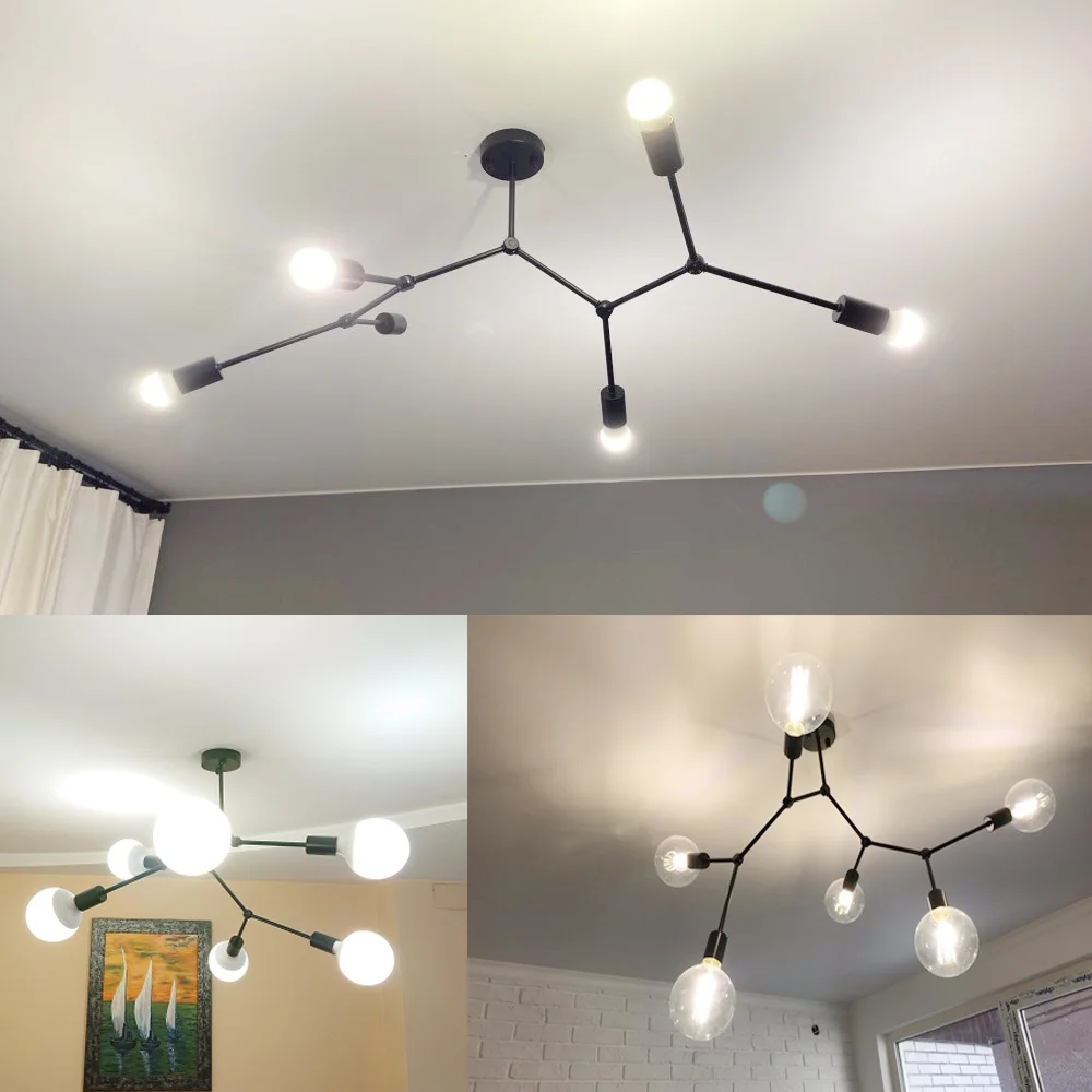 

Molecule Led Chandelier Light E27 Home Kitchen Bedroom Illumination Ceiling Lamp Creative Indoor Chandeliers Lighting Fixturex