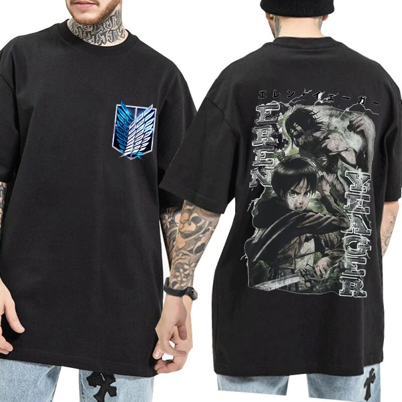 

Attack on Titan Shingeki No Kyojin Eren Jaeger Aot Anime Funny Tshirt Short Sleeve Casual Homme TShirt Unisex Streetwear Tee