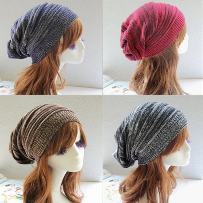 

New Explosive Paragraph Two-color Thousand Layer Pleated Hat Warm Set Head Pile Cap Street Dance Knitting Wool Cap