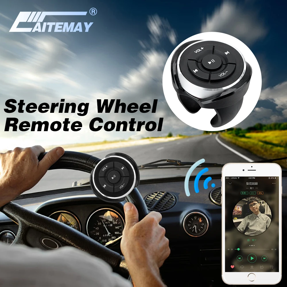 

KEBIDUMEI Car Steering Wheel Wireless Remote Controls For IOS Android Phone Tablet Motorcycle Bike Bluetooth Media Volume Button