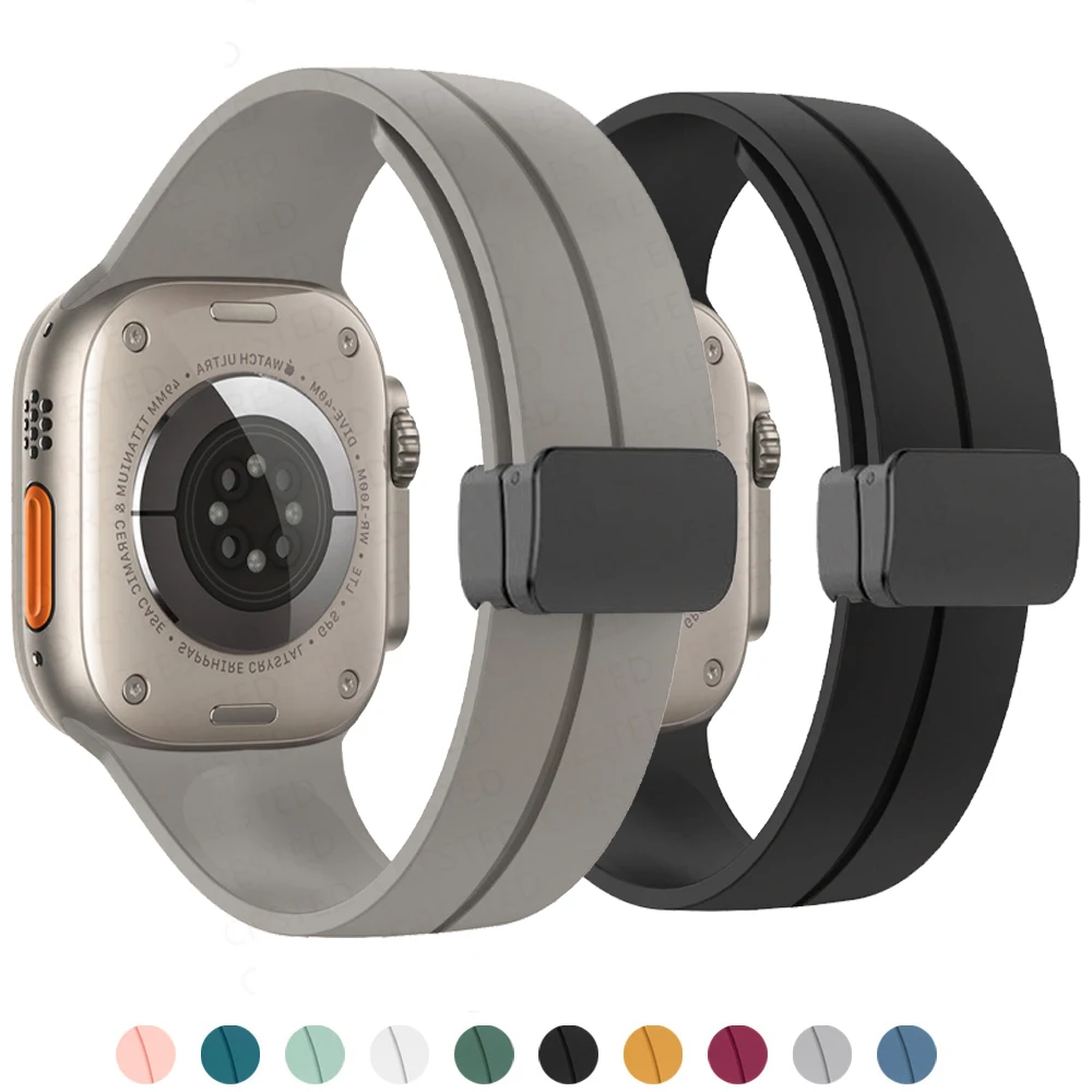 Magnetic Strap For Apple watch ultra band 44mm 45mm 49mm 40mm 41mm 42mm 38mm 45 mm Silicone Bracelet iWatch Series 7 8 se 6 5 3
