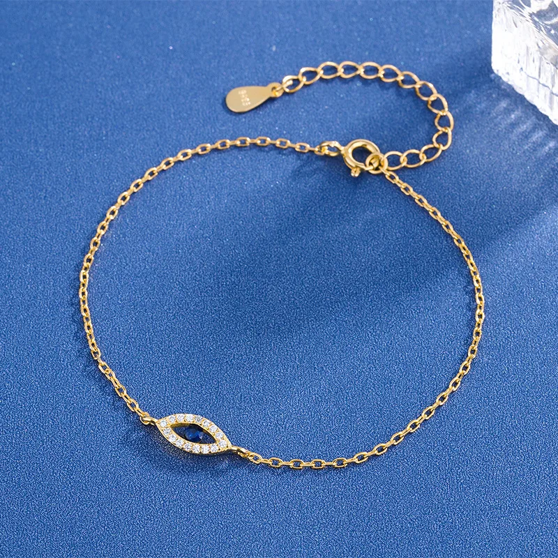 New devil's Eye lady bracelet set with diamond ring design feel niche silver bracelet bead jewelry