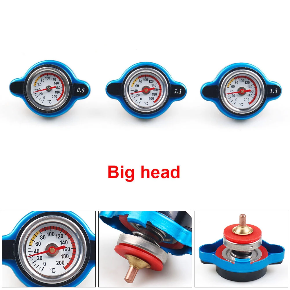 Universal Car Water Tank Pressure Cover with Temperature Gauge Utility SafeThermostatic Radiator Cap 0.9 Bar/ 1.1 1.3 Bar |