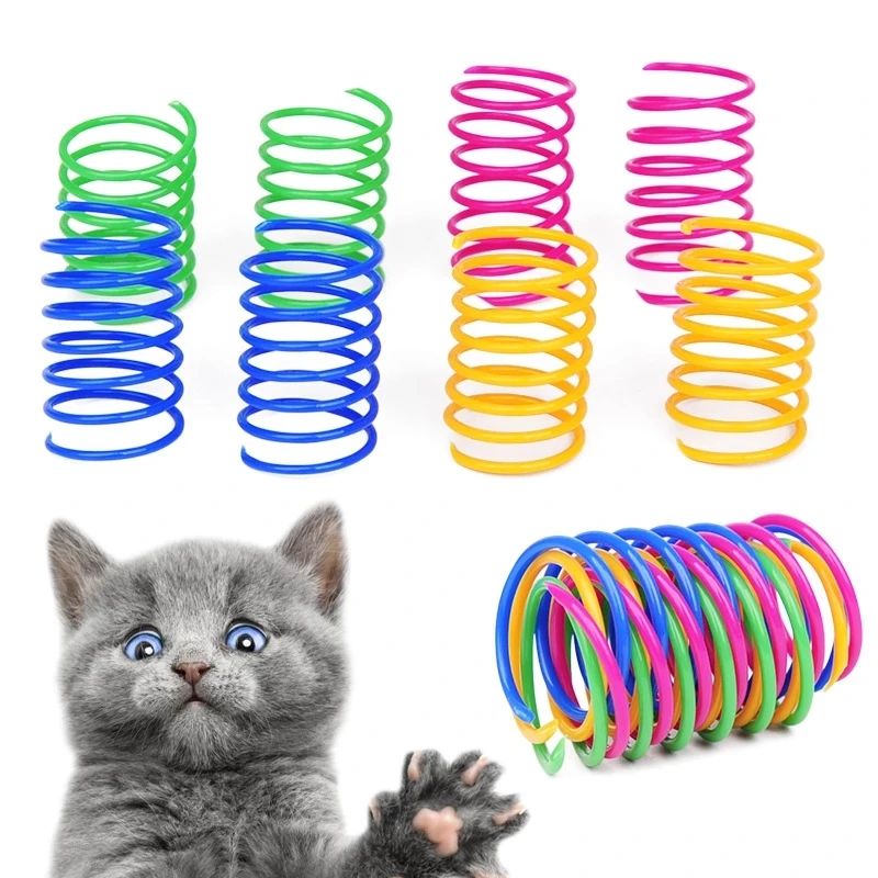 

2022 New Kitten Cat Toys Wide Durable Heavy Gauge Cat Spring Toy Colorful Springs Cat Pet Toy Coil Spiral Springs