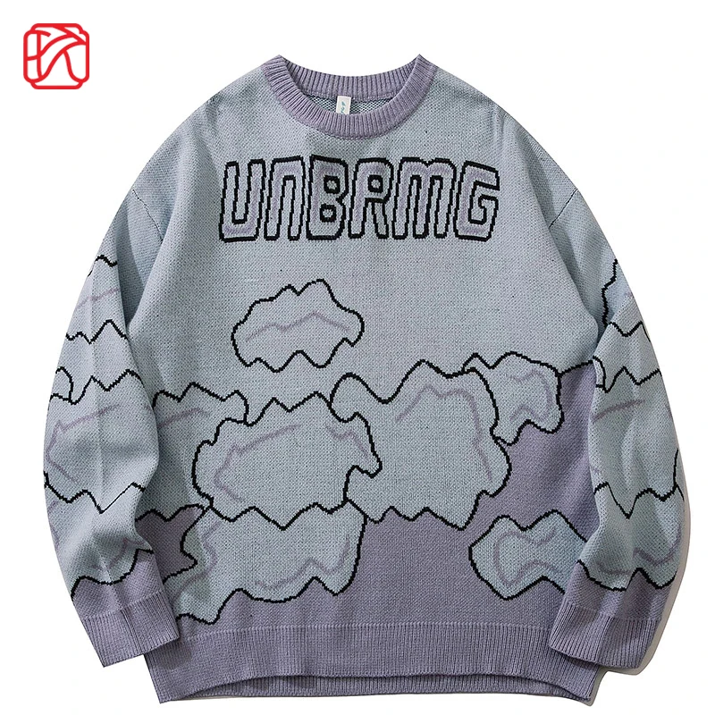 

Vintage Knitted Sweaters Men Women Geometric Figure Hip Hop Streetwear Pullover Couple Winter Warm Sweaters Fashion Tops Unisex