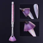 1 шт ногтей кисть градиент вентилятор Форма розовые стразы ручка пыли блеск средство для снятия пудры ручка 3D кисть гелей для живописи