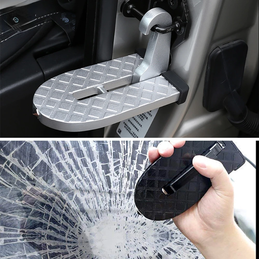 

Foldable Car Door Step Pedal Universal Auto Rooftop Luggage Ladder Hooked Foot Pegs Doorstep Safety Hammer Car Accessories