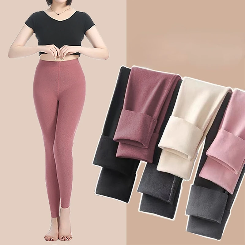 High Waist Double Side Brushed Plush Women's Warm Pants Autumn and Winter Trousers Plush Thickened Seamless Leggings