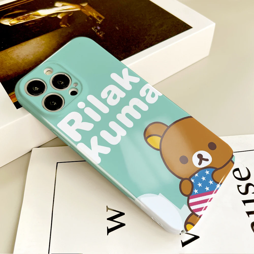 Чехол для телефона Cyte Kawaii R-Rilakkuma Samsung S23 22 21 Fe Ultra Plus A04 33 5G глянцевый твердый чехол с