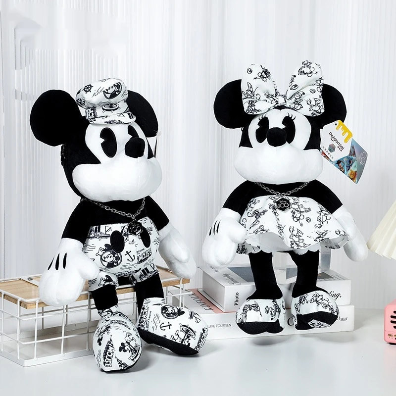 

Настоящая плюшевая игрушка Disney, Микки и Минни, серия на годовщину, Детская кукла, украшения для дивана, праздничные подарки, сувениры для пар