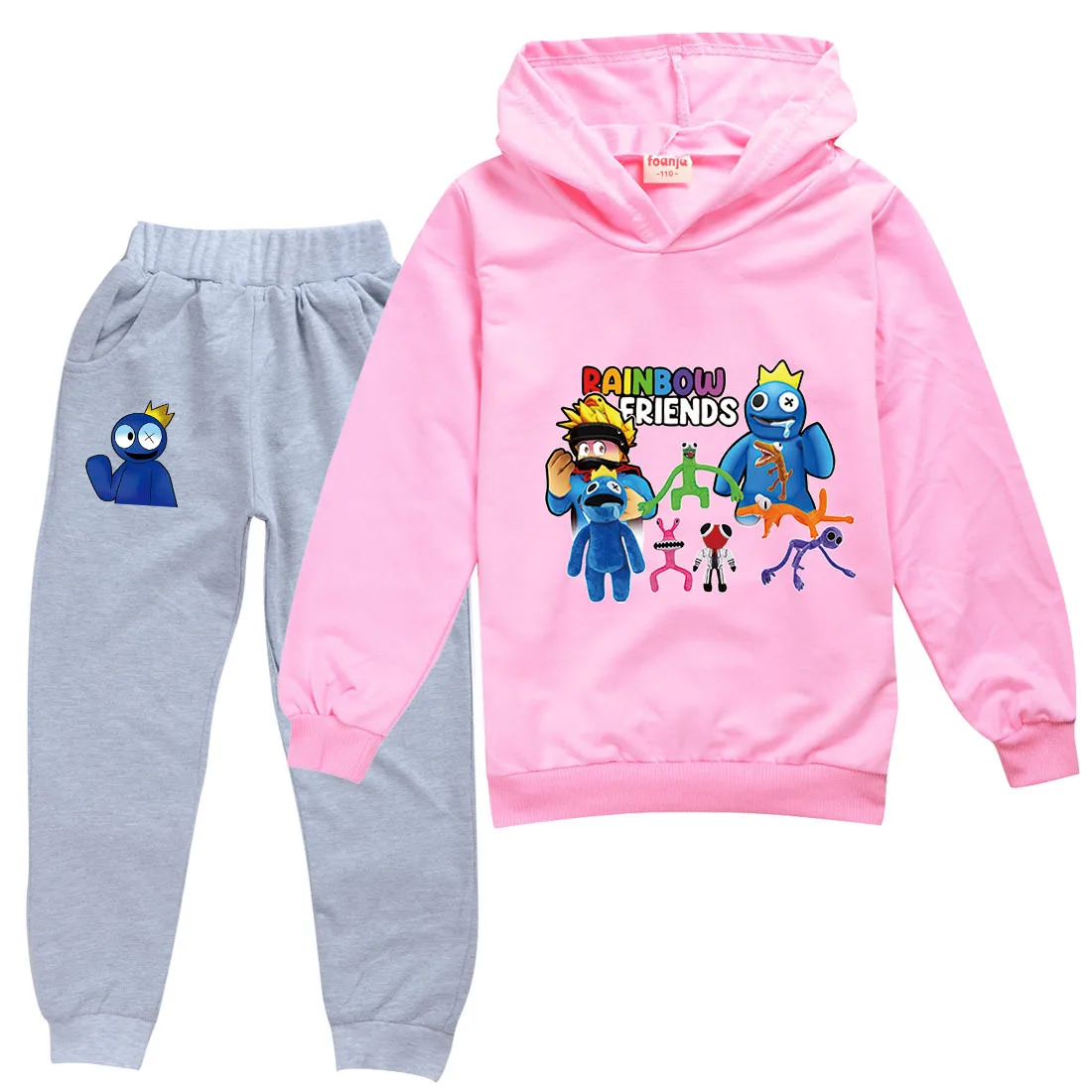 Rainbow friends Clothes Kids Suit Warm Sweater Girls Fleece Hoodies Pullover Sweatshirt Pant Winter Spring Girl Tracksuit