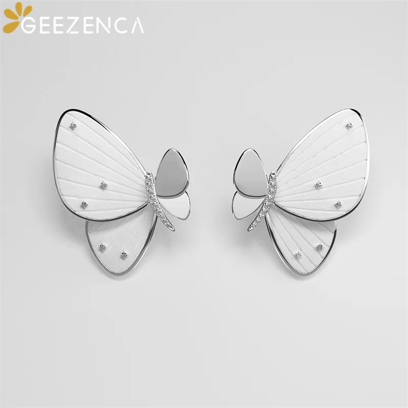 Orecchini a farfalla 3D artistici in argento Sterling 925 geez