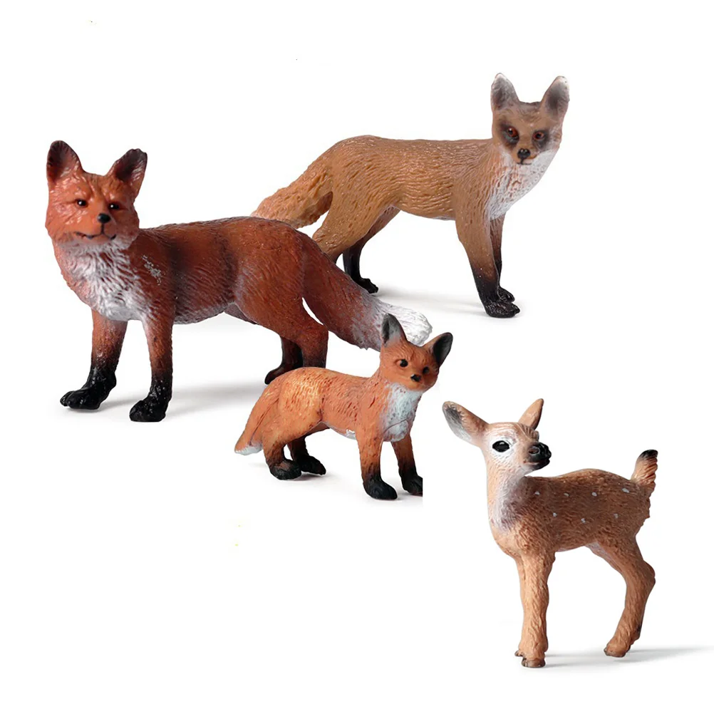 

4 Pcs Puzzle Toys for Kids Deer Model Simulation Animal Fox Animales Juguetes Para Niños