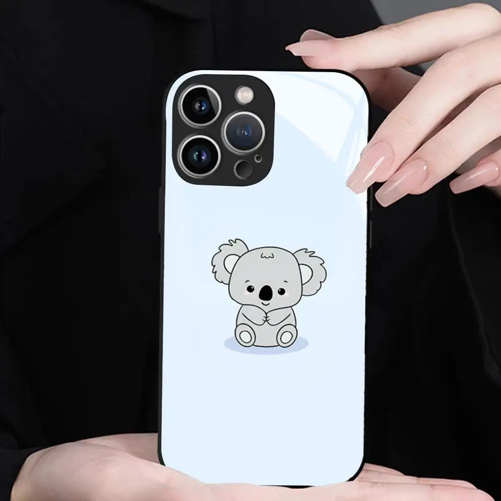 Фото Забавный мультяшный чехол K-коала для iPhone 17 16 15 14 13 12 Pro Max Xr Air Plus, черный/серебристый, жесткий корпус №3