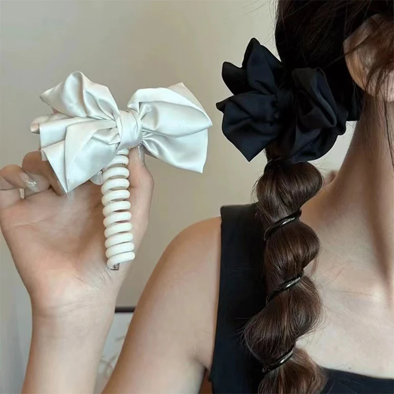 Эластичные резинки с бантом для женщин и девочек телефонный провод волос петля