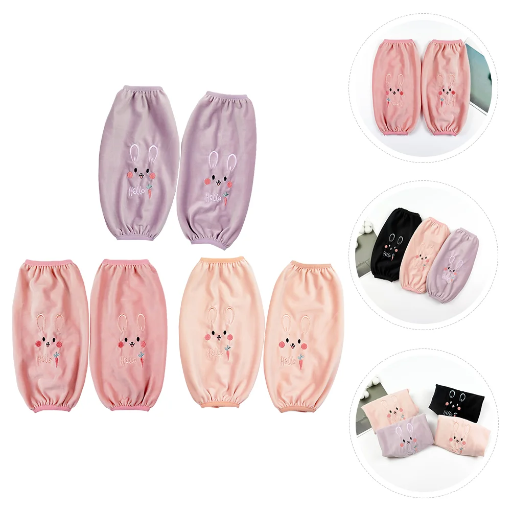 

3 Pairs Stain Resistant Rabbit Sleeves Arm Protector Oversleeve Upholstery Supplies Cuff Cleaning Baby Fleece Cover Janitorial
