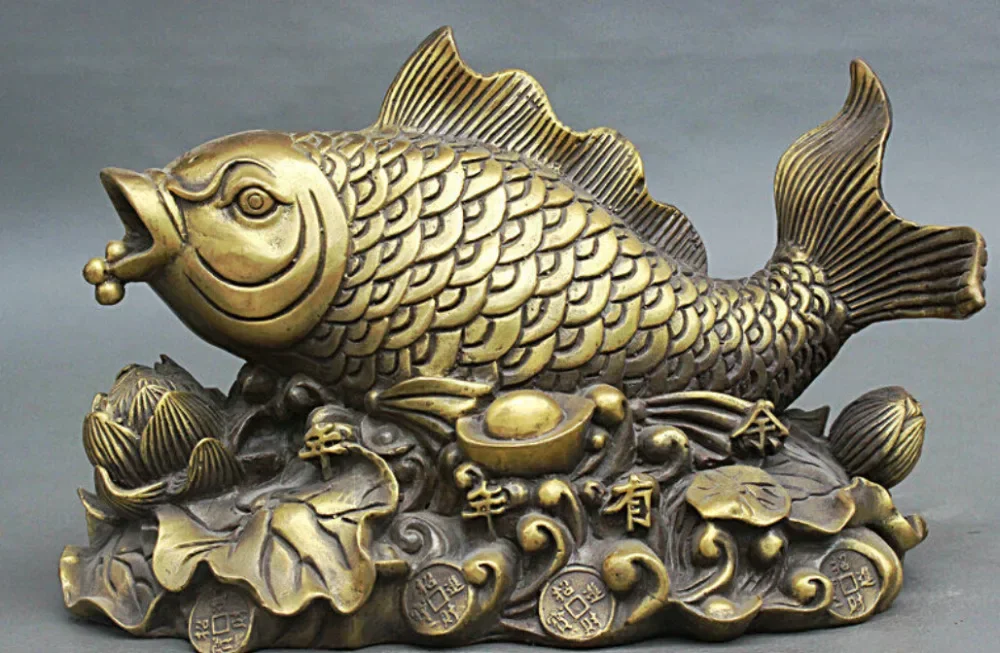 8. Народная китайская благоприятная бронзовая статуя богатства Юаньбао из