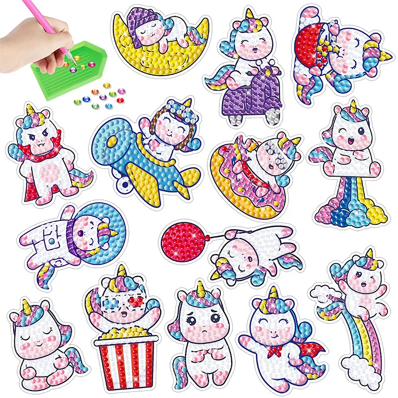 

Набор для алмазной живописи с мультяшным единорогом для детей и взрослых, самоклеящаяся наклейка, картина по номерам, мозаика «сделай сам»