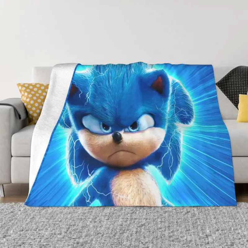 

Sonics Blanket Warm Fleece Soft Flannel Video Game Throw Blankets for Bedding Couch Travel Autumn