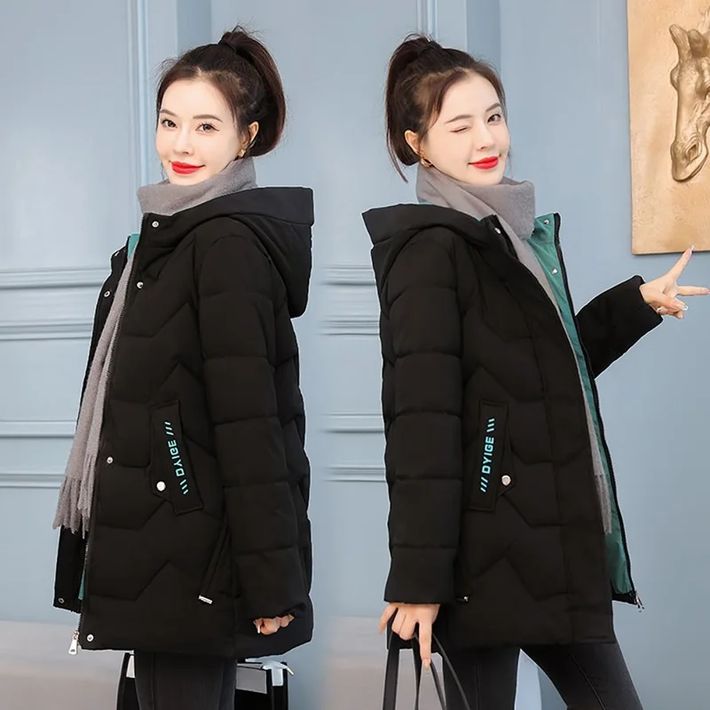 2023 Winter Women Jacket Long Hooded Cotton Padded Female Coat High Quality Warm Basic Outerwear Parkas Women Oversized Clothes