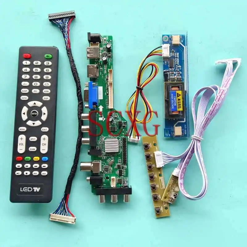 

DVB 3663 Digital Controller Board Fit B170PW02 B170PW04 B170PW07 30 Pin LVDS USB VGA AV HDMI-Compatible 2-CCFL Kit 17" 1440*900