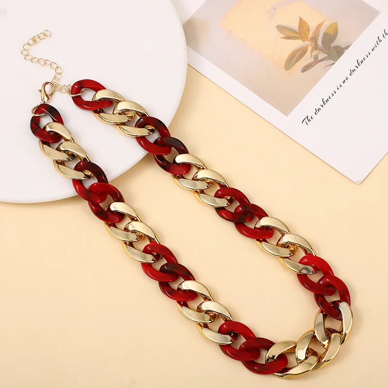 Цепочка на шею унисекс из Модный разноцветный акриловый толстая богемная