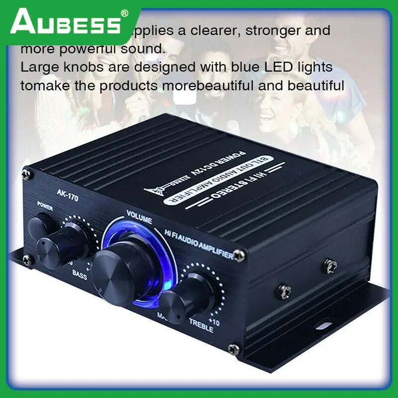 Black Ak170 Audio Amplifier Hifi 400w Audio Amplifier Stereo Fm Radio Mini Hifi Audio Power Amplifier Power Amplifier