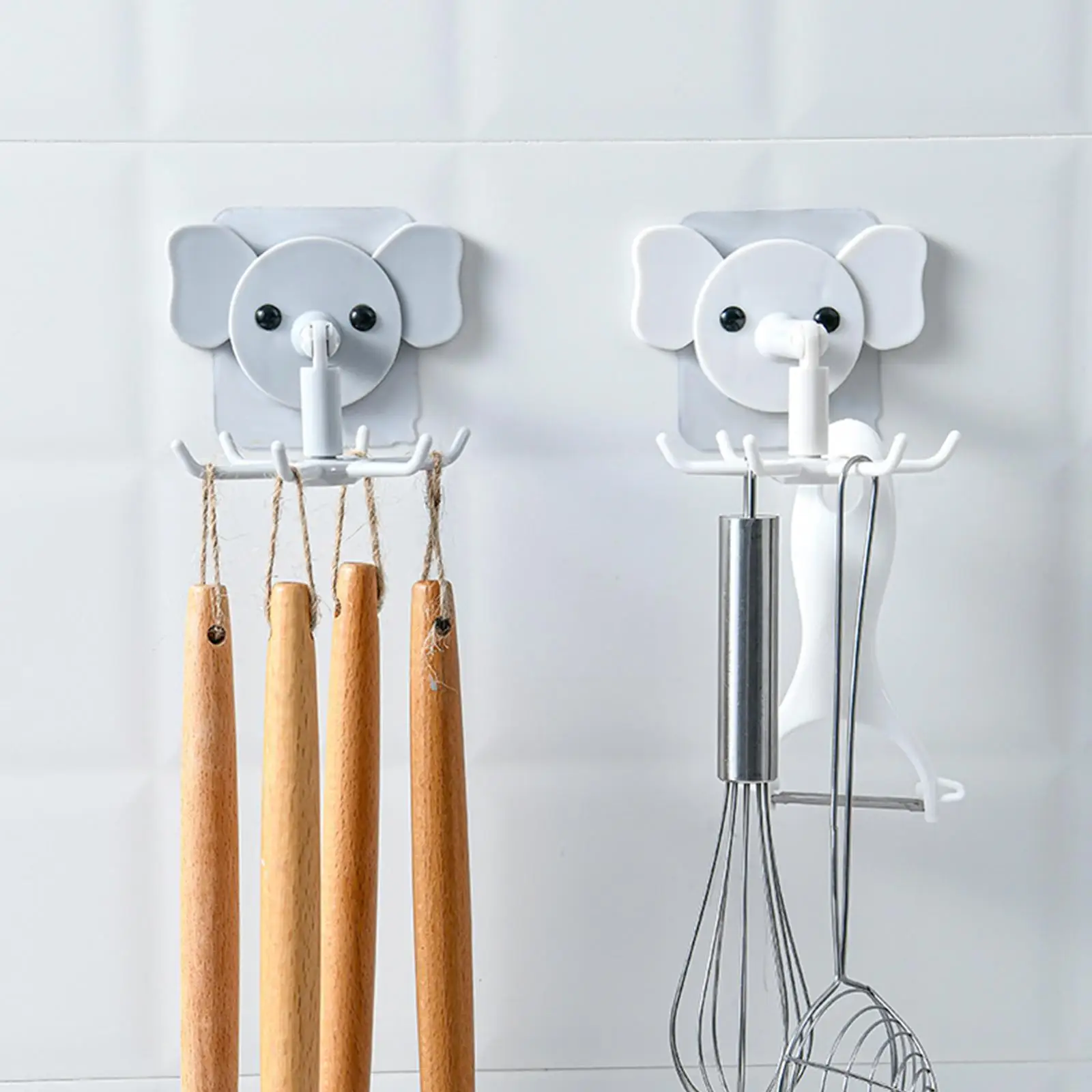 

Kitchen Hook Multi-purpose Hooks 360° Rotated Rotatable Rack Free Punching Hooks For Organizer Storage Spoon Hanger Accesso G0h3