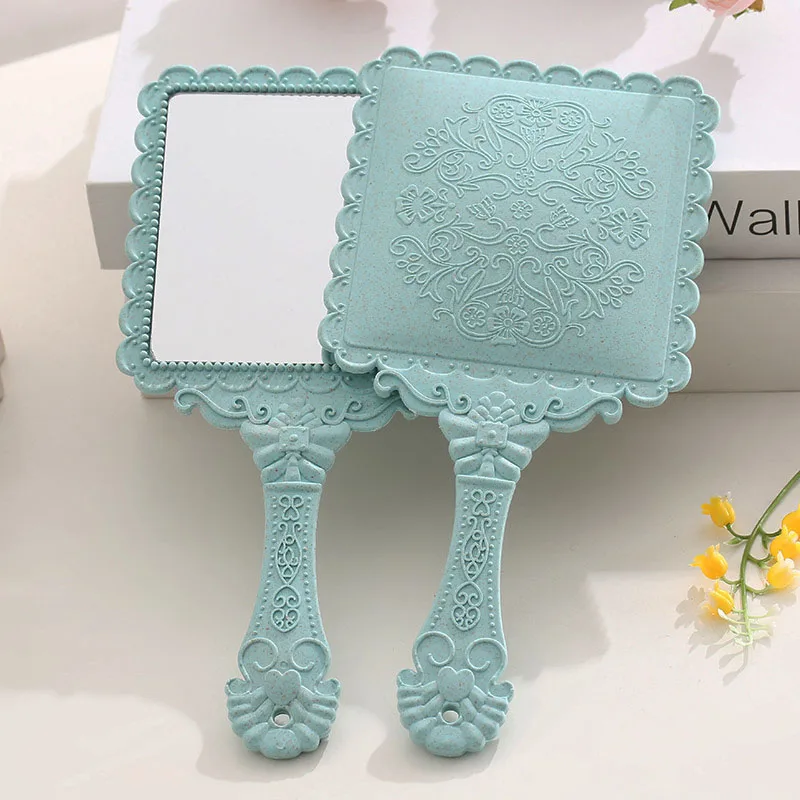 

Nordic INS Small Plastic Round Mirror Living Room Bedroom Mirror Dressing Vintage Hand Make-up Mirror Home Decorative
