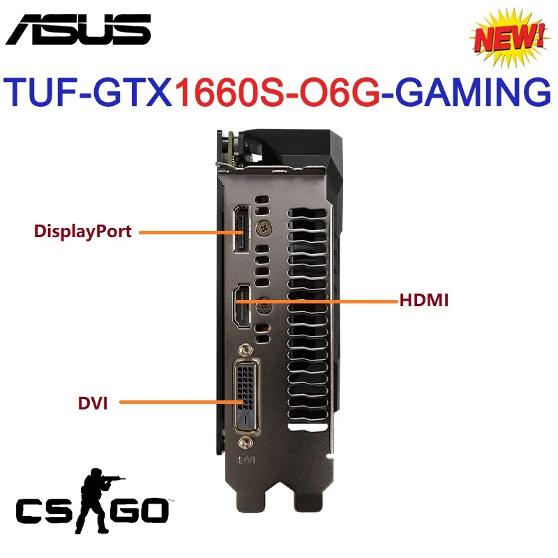 ASUS TUF GTX1660TI 6G EVO GAMING GTX1660S O6G Graphics Cards GDDR6 14000MHz 192bit Mining Placa-mãe GPU Desktop Video Card New images - 6