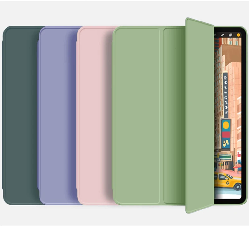 

Новый чехол для iPad Pro 12.9 2021 (5-го поколения) 2020 2018, трехскладной смарт-чехол с подставкой, мягкий чехол-накладка из ТПУ для ipad air 5 2022 10,9 дюйма, че...