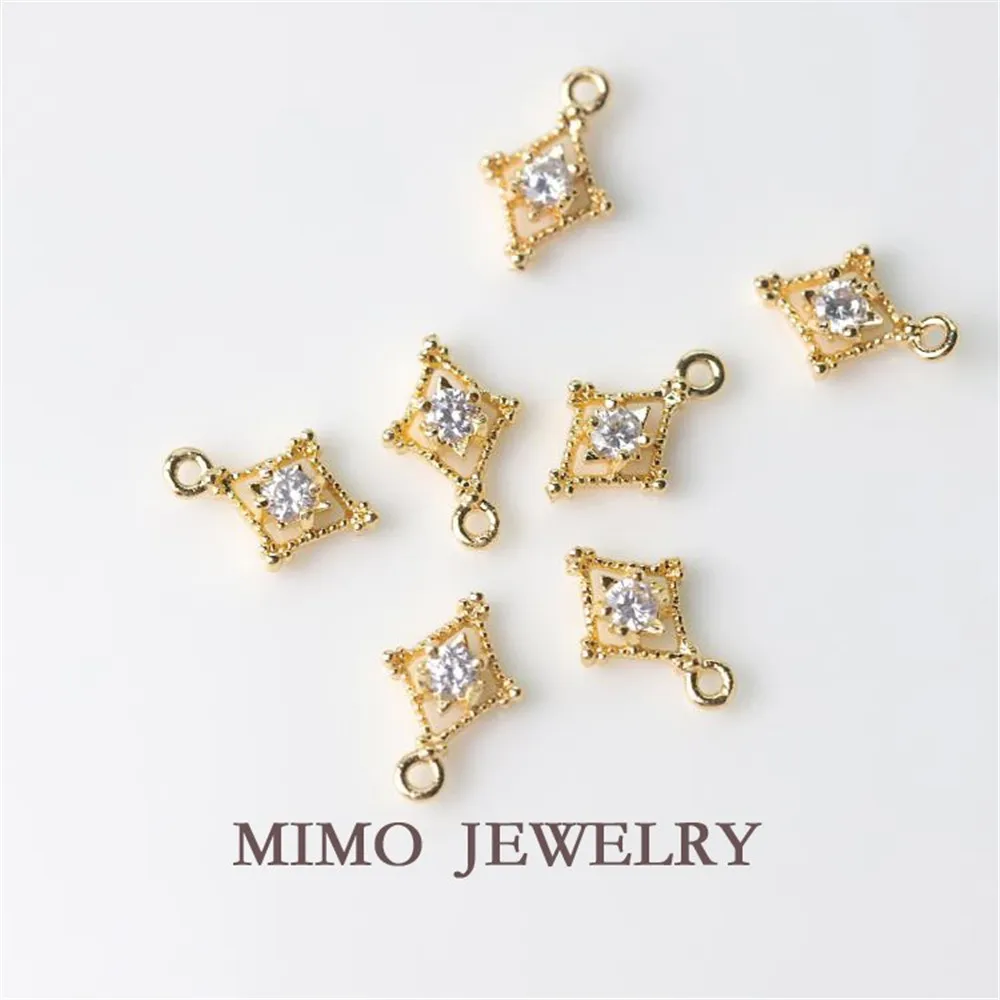 

Color protection gold plated diamond hollow micro set zircon mini pendant DIY accessories