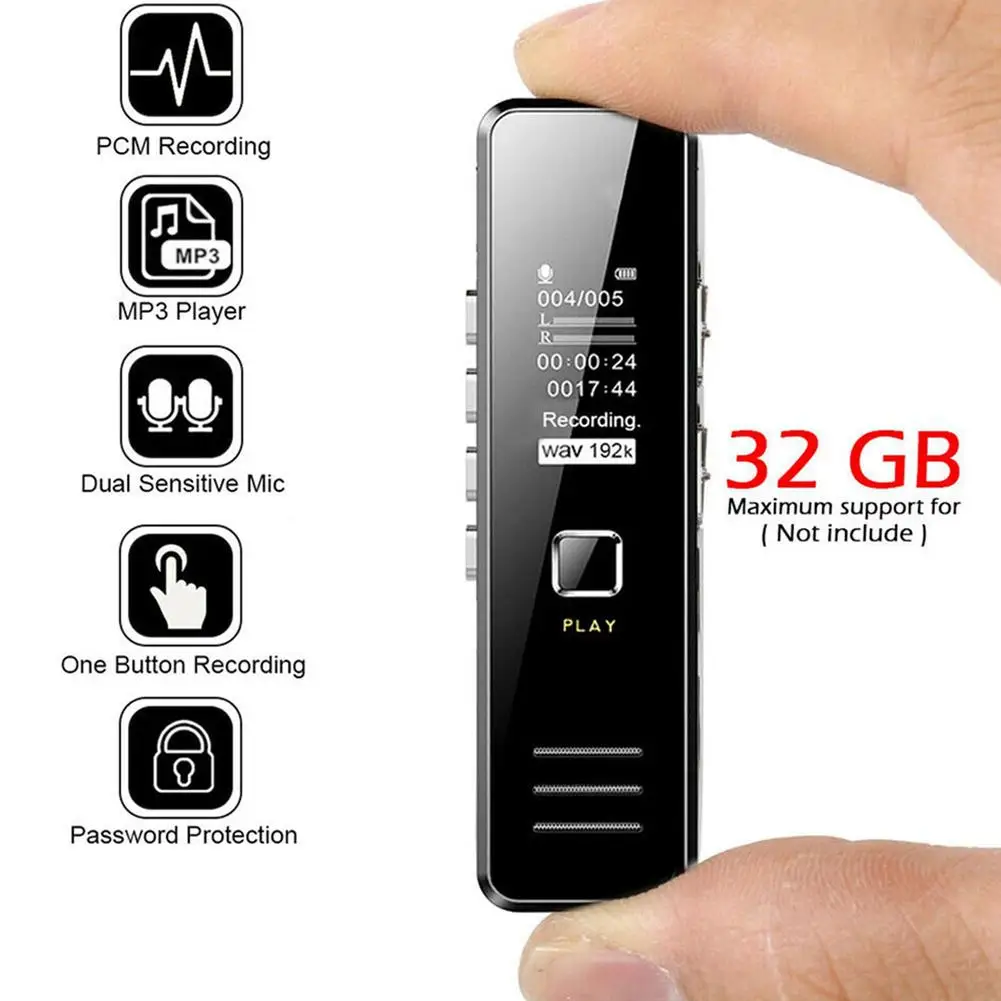 

Digital Audio Recorder Speaker USB Rechargeable Digital Voice Recorder Play Sound MP3 Player Noise Reduction Remote Record