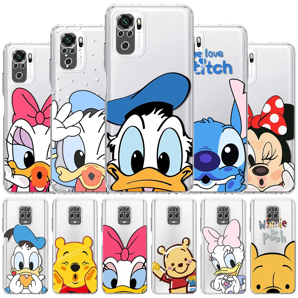 

Mickey & Stich Donald Duck Clear Case For Xiaomi Redmi Note 10 9 8 11 Pro K40 10S 9S 9A 9C 9T 8T 7 10C Silicone Phone Cover Soft