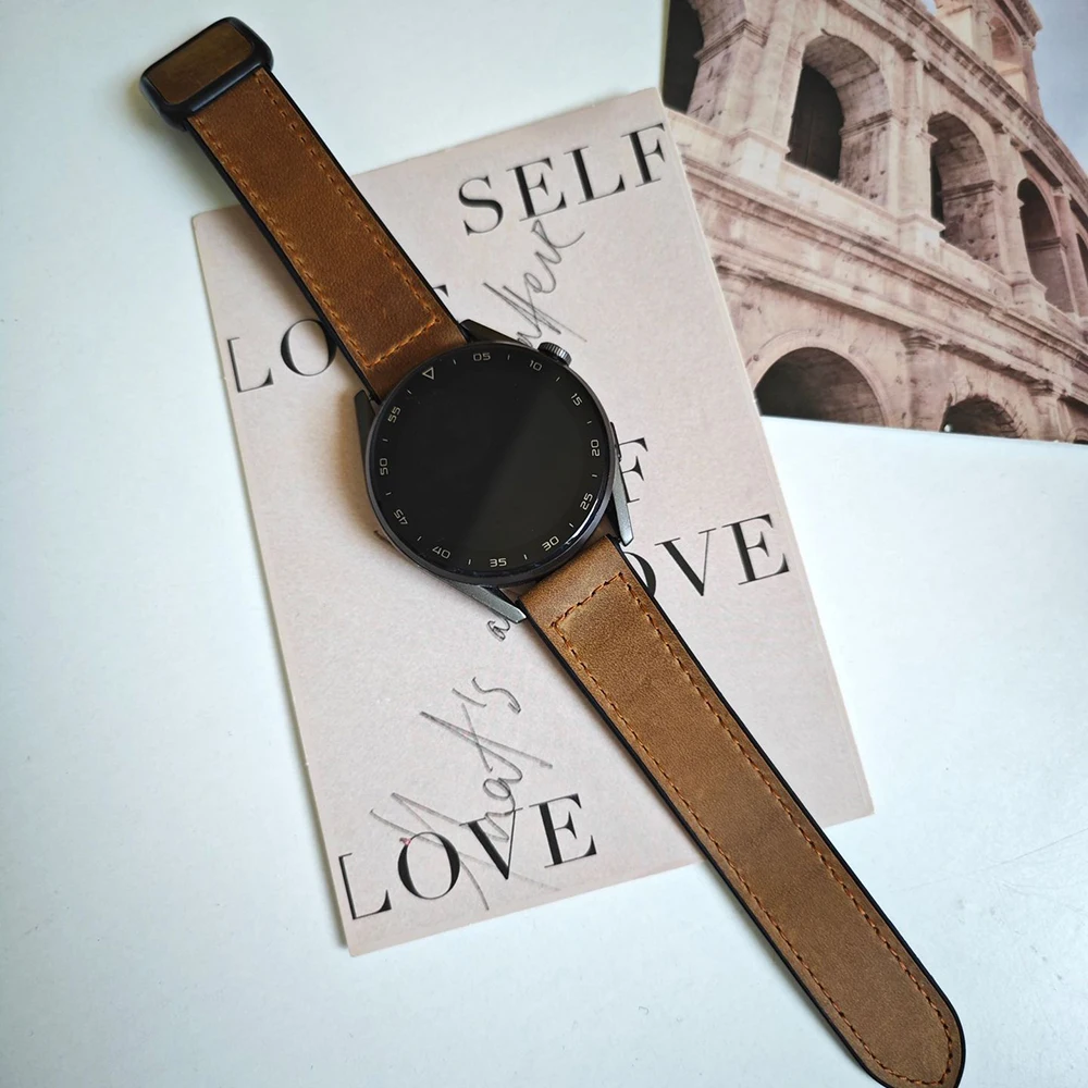 Кожаный силиконовый ремешок для часов Huawei GT 4 3 Pro 2 46 мм с магнитной пряжкой