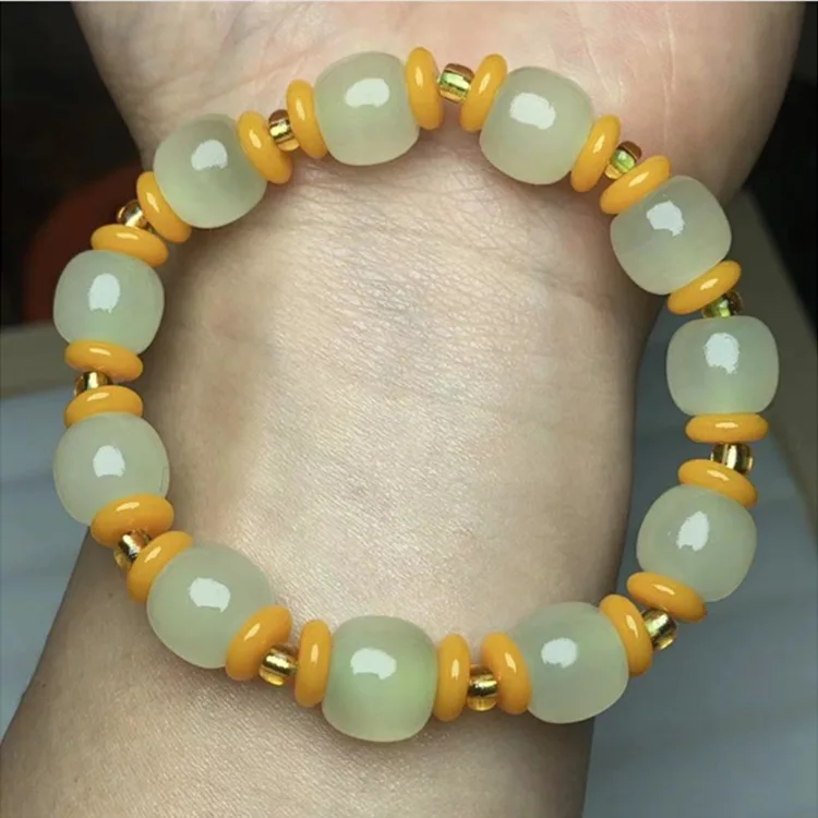 

Genuine Natural Jade Bracelet Men Women Healing Jewelry Afghanistan Jades Cats Eye Stone Beads Elastic Beaded Bracelets Bangles
