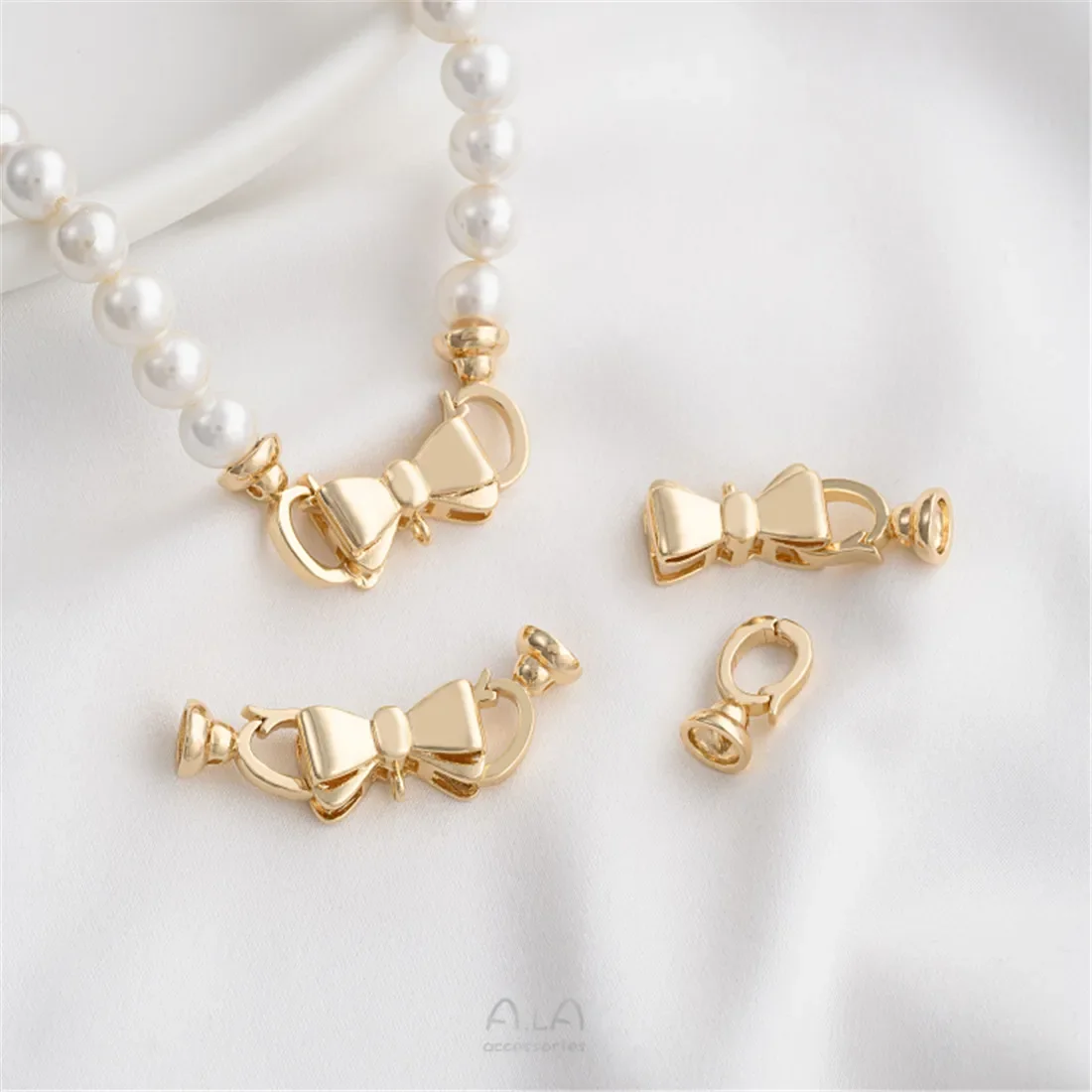 Бант из 14-каратного золота жемчужная пряжка галстук-бабочка двойная кнопка