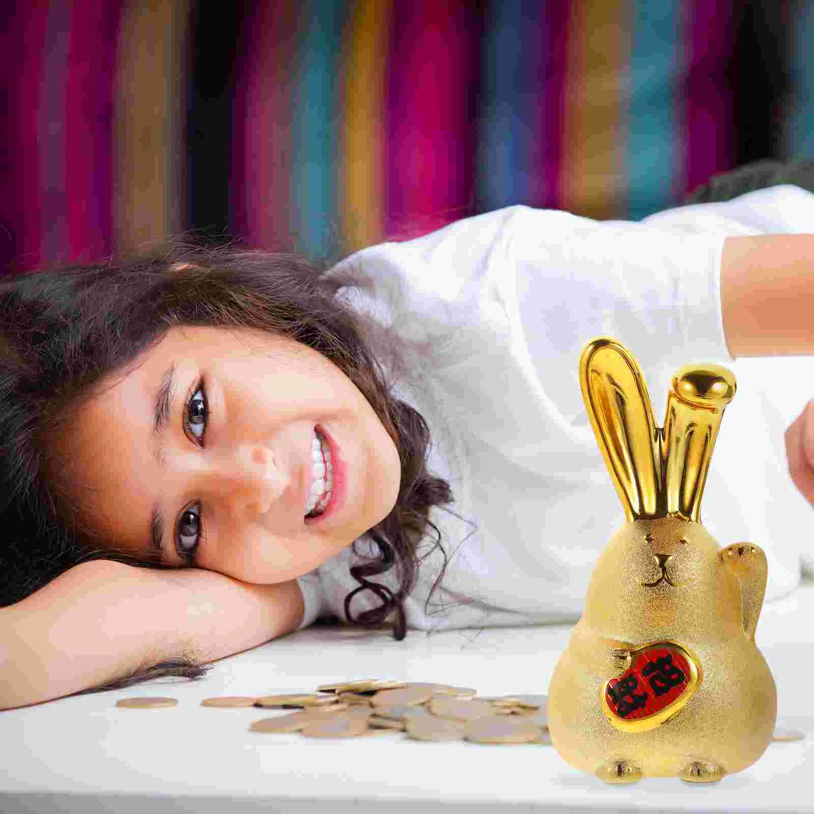 

Bank Rabbit Piggy Chinese Bunny Year Figurine Zodiac Statue Moneyanimal New Figurines Decor Jarlucky Saving Fortune The
